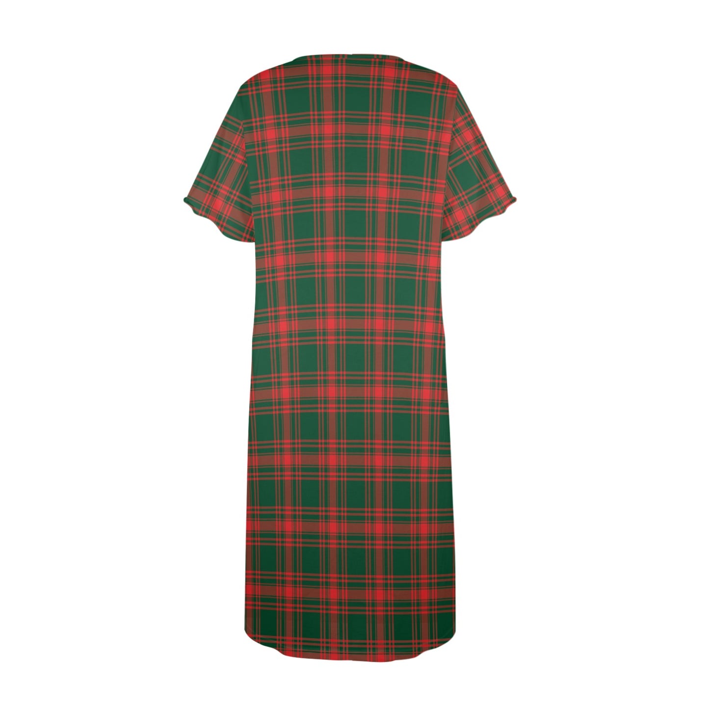 Christmas Menzies Button up Sleep Shirt Women's Button Front House Dress（Model Sets 20）