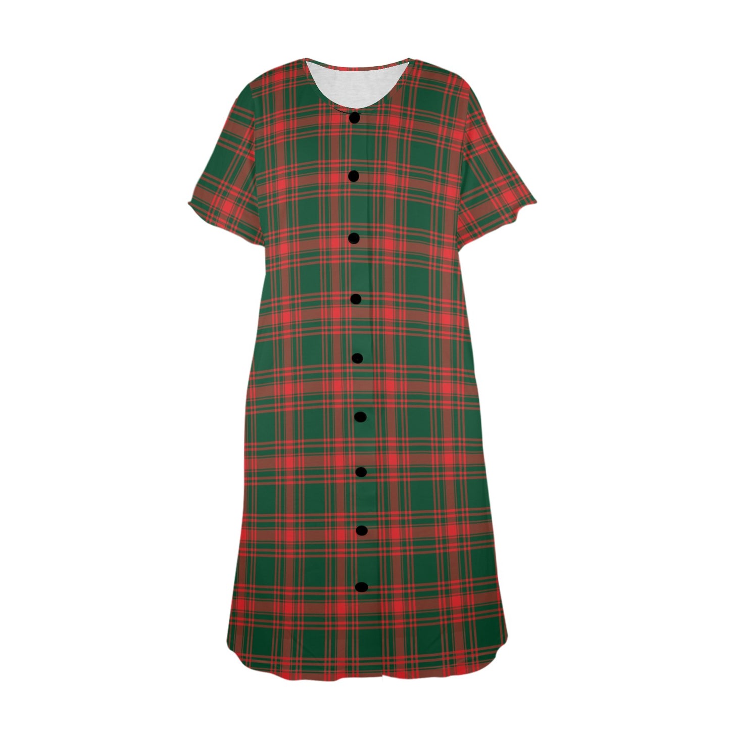Christmas Menzies Button up Sleep Shirt Women's Button Front House Dress（Model Sets 20）